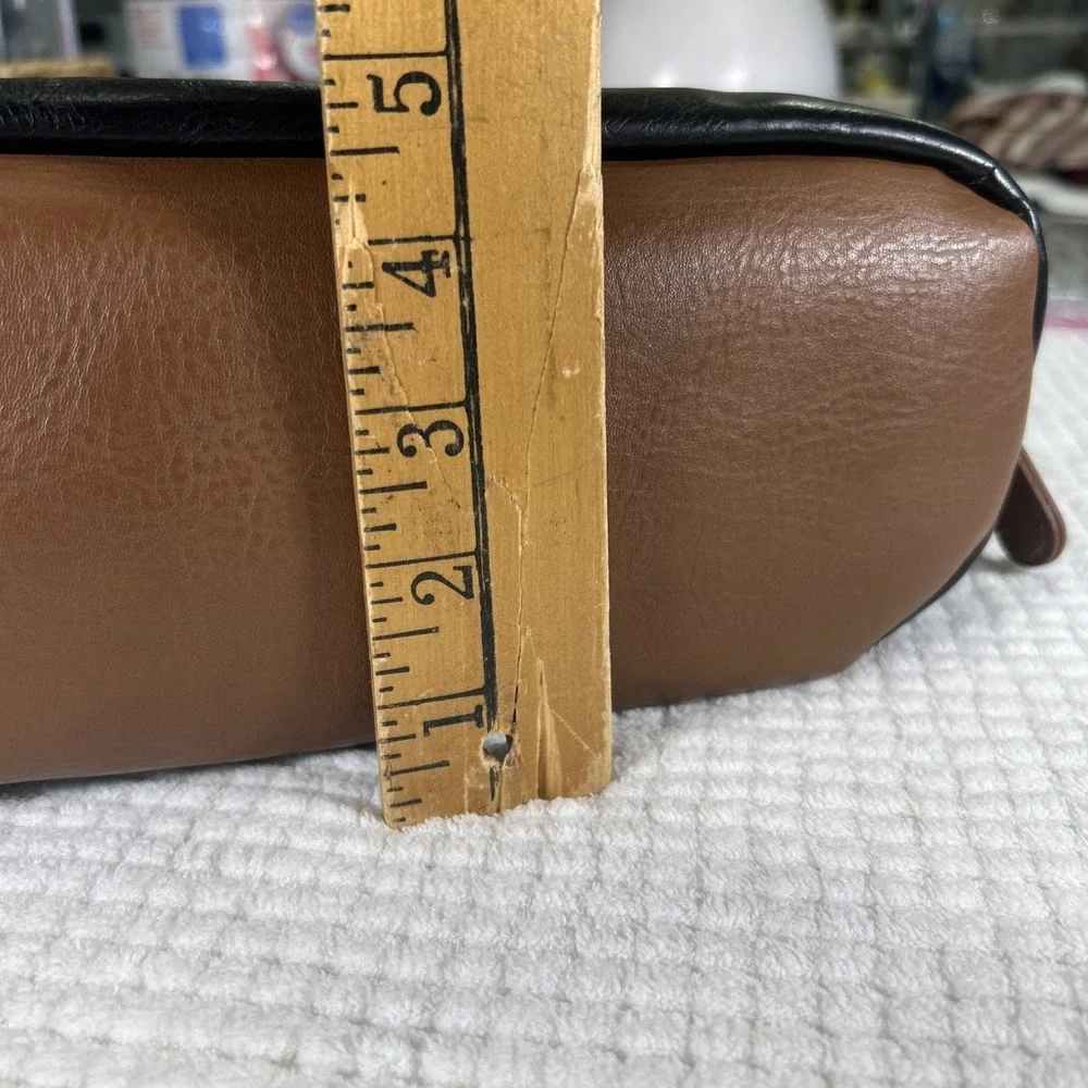 Vtg Stone Mountain Leather Purse Handbag Black and Brown Satchel‎ Clean Classic